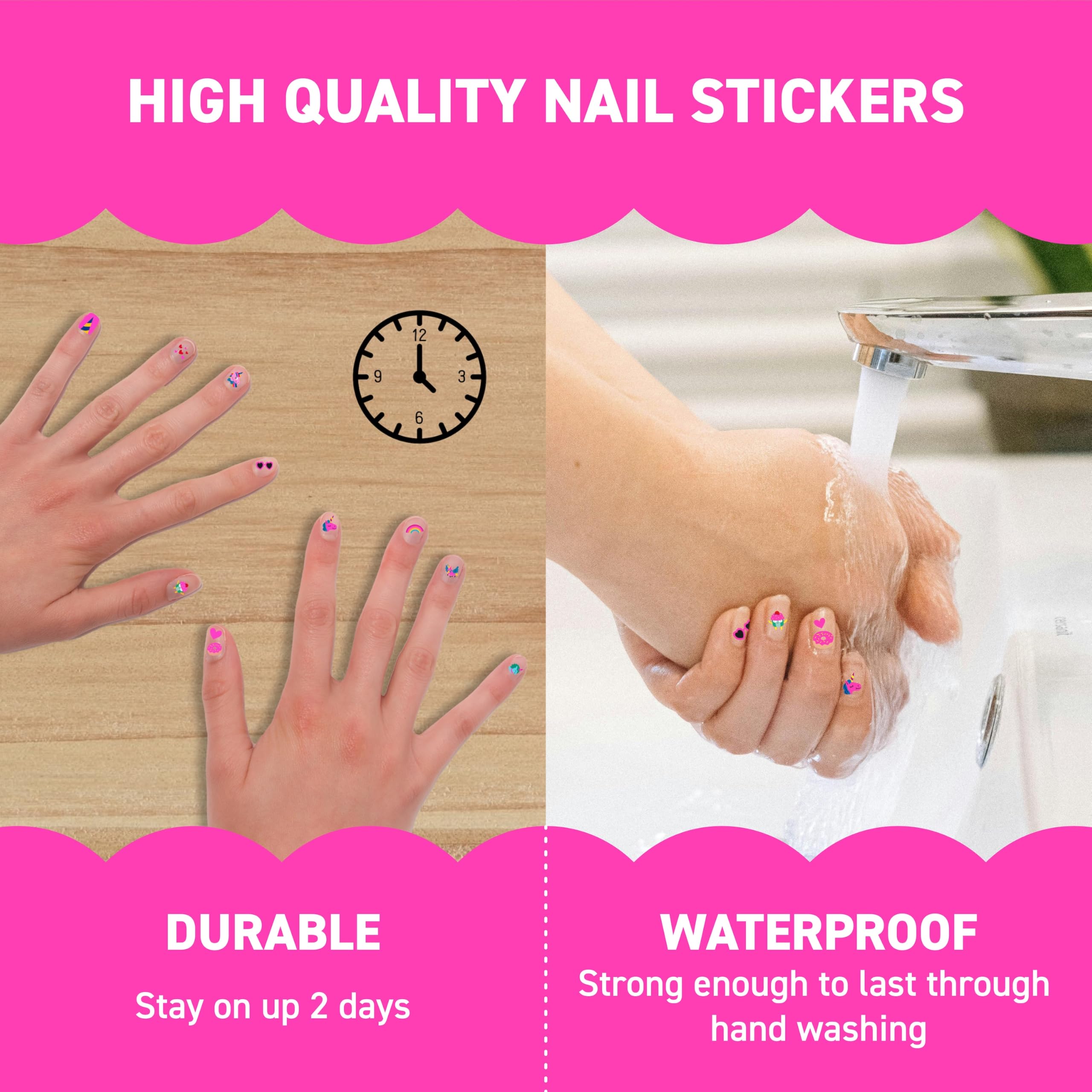 Omy Unicorn Nail Stickers variety of bright colors for playful looks.