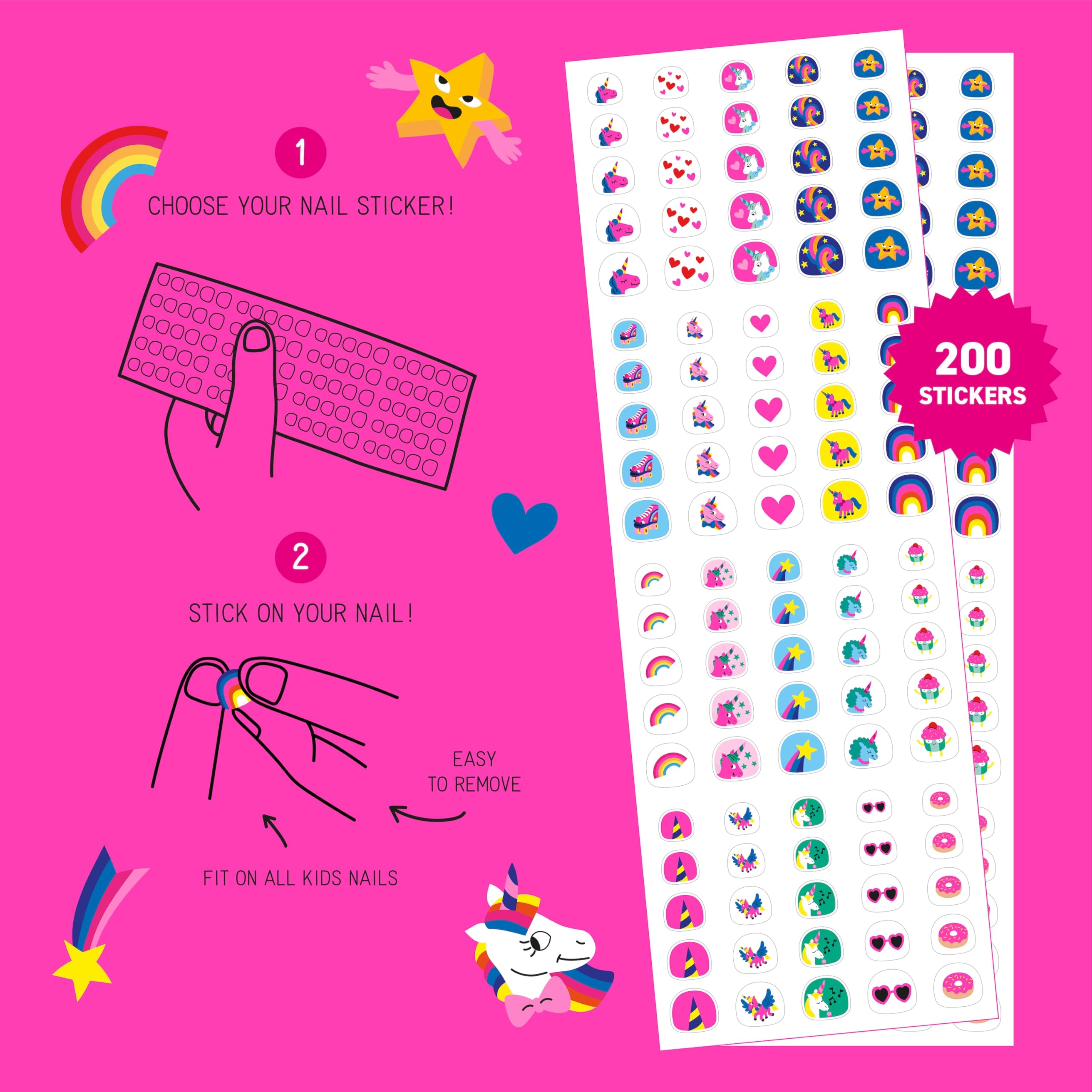 Omy Unicorn Nail Stickers on nails demonstrate durable wear during daily activities.