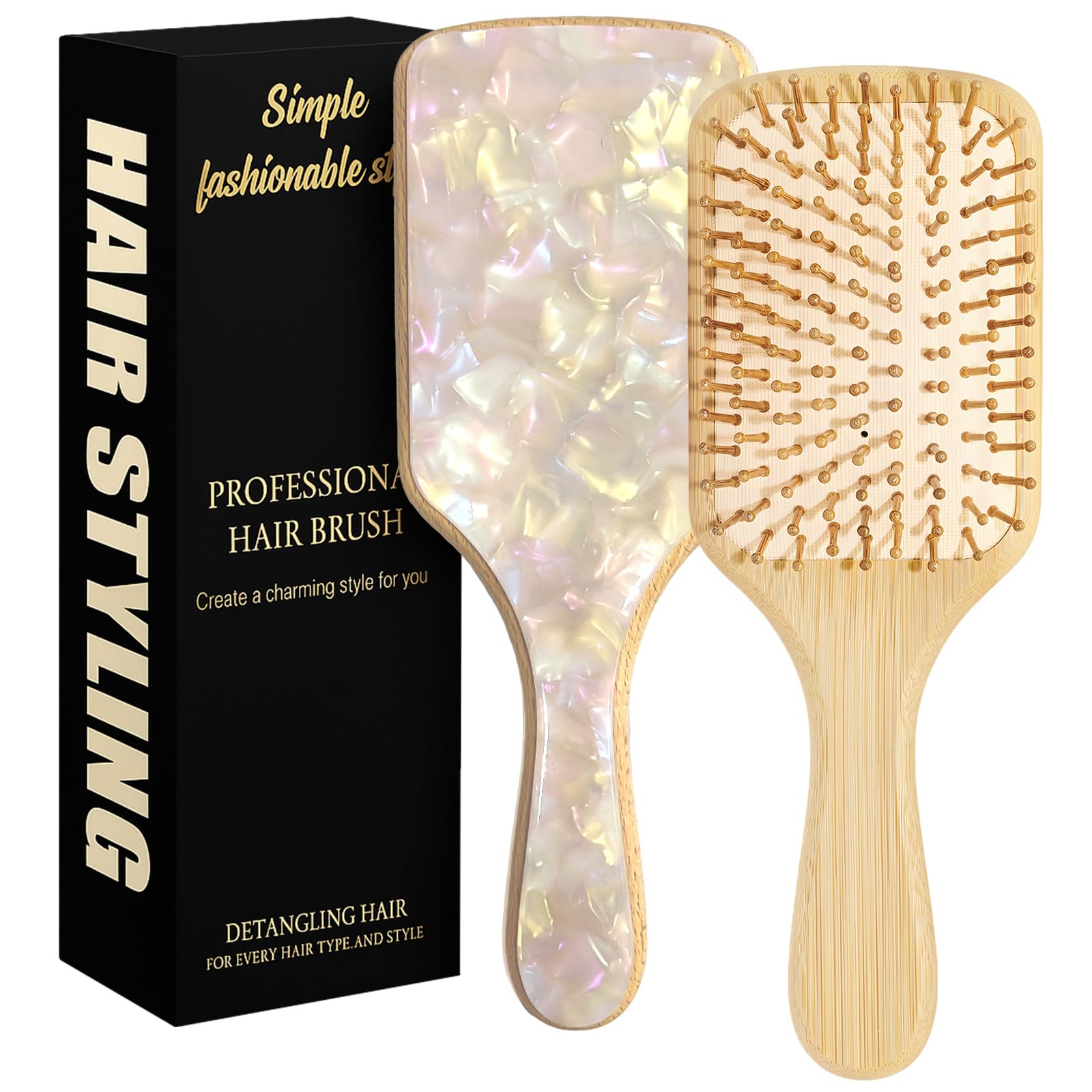 Omzjsvyq bamboo hair brush main shot for gentle detangling across all hair types