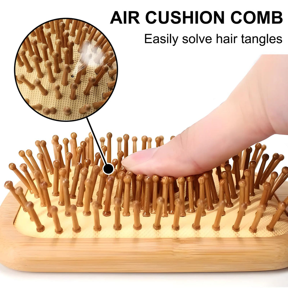 Omzjsvyq bamboo brush scalp massage demonstration encourages circulation and relaxation