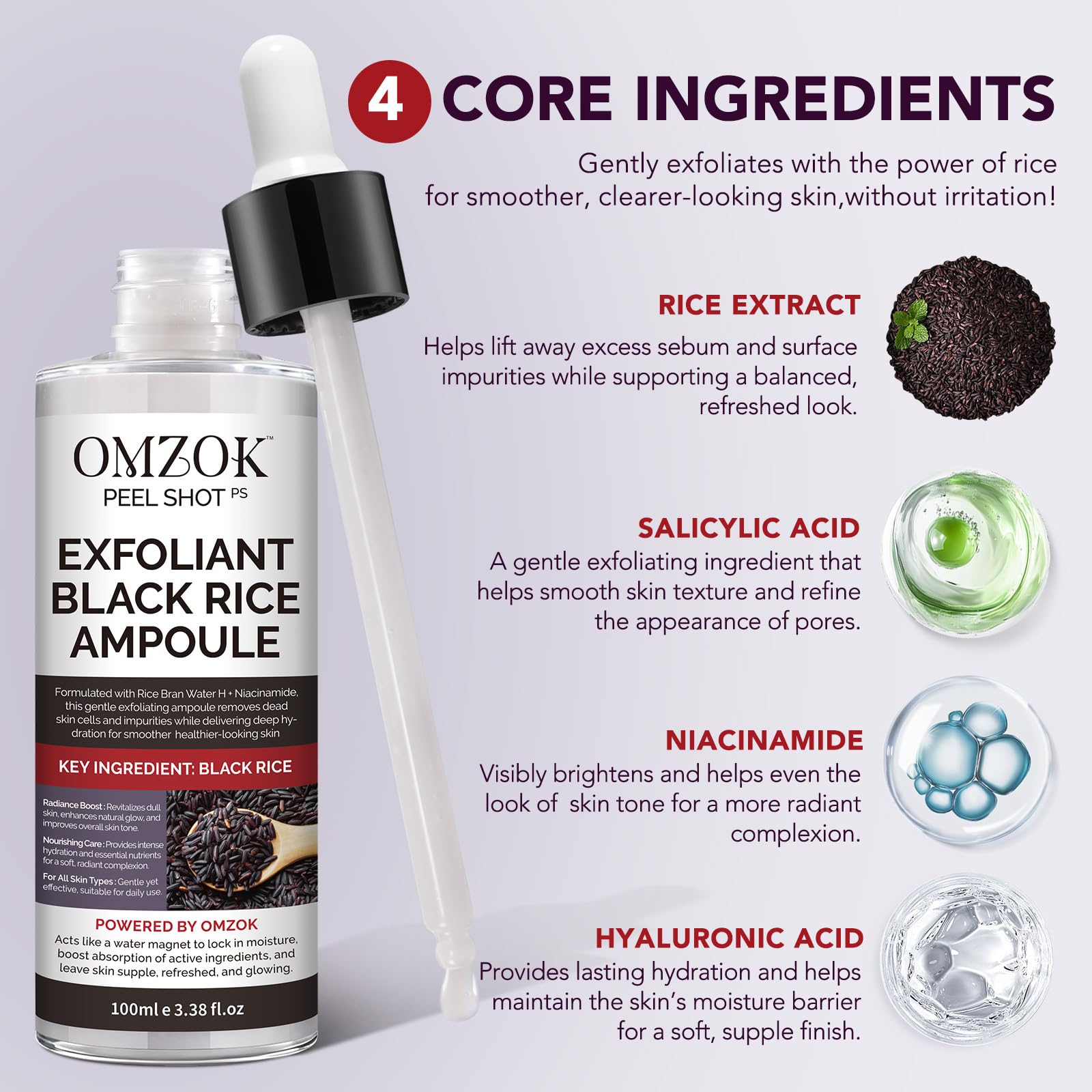 OMZOK Niacinamide Arbutin Whitening serum bottle for even skin tone.