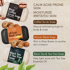 O NATURALS coffee soap texture for exfoliation and morning wake-up cleanse.