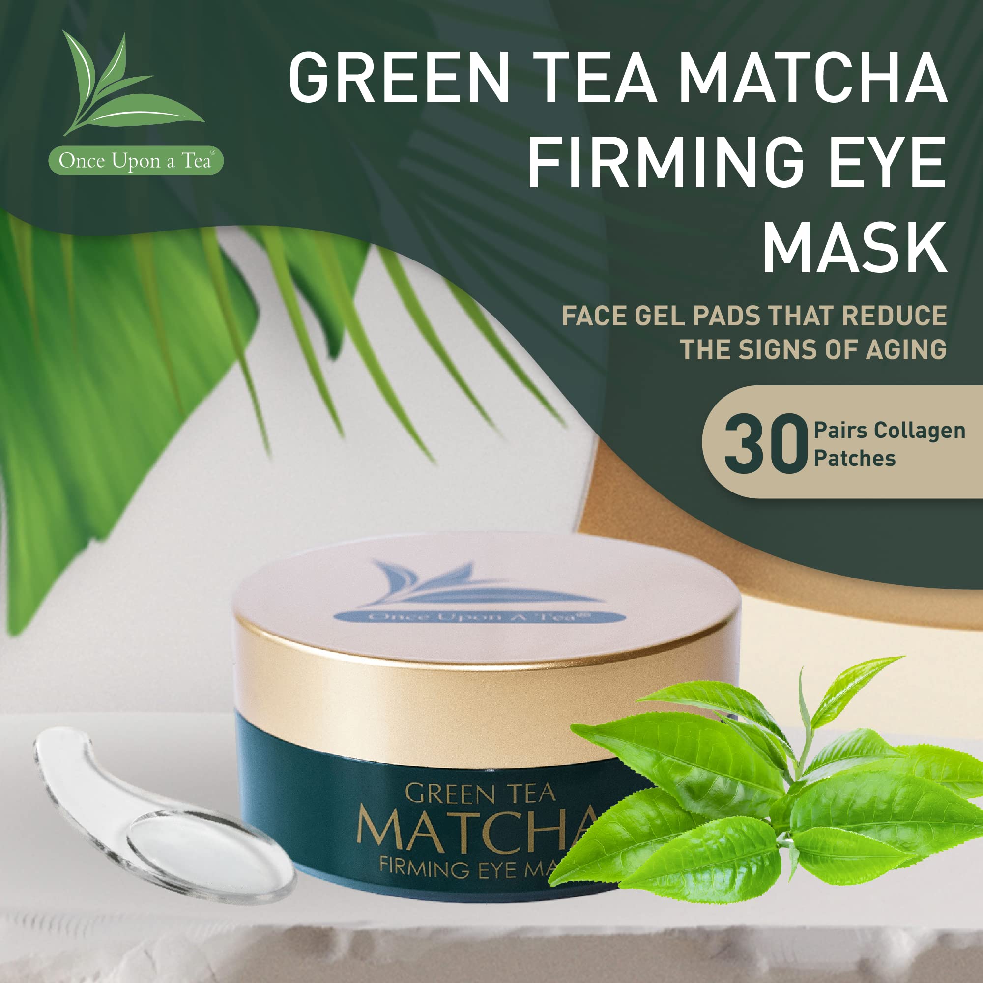 Once Upon A Tea eye mask infused with vitamin A, vitamin E, and collagen for elasticity