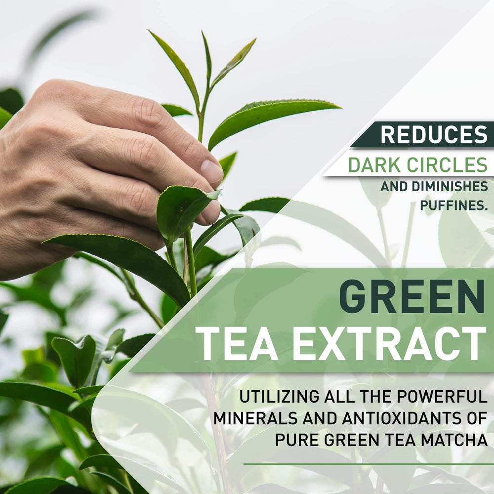 Once Upon A Tea green tea matcha eye mask under-eye area showing cooling hydration to reduce puffiness