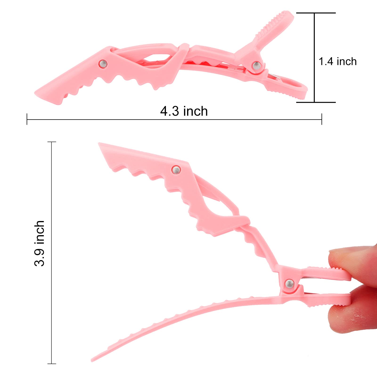 Ondder pink alligator clip shows sturdy teeth and smooth surface for dry or wet hair.