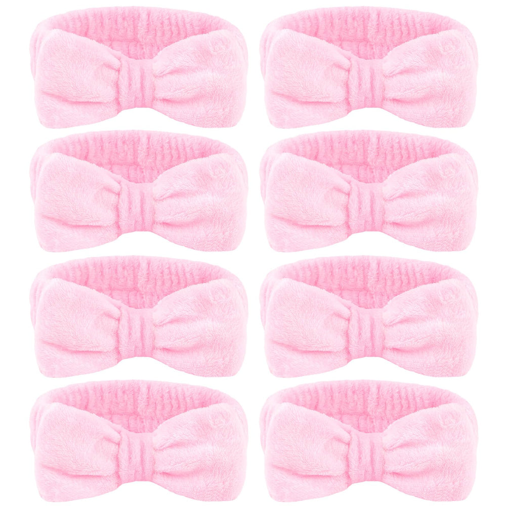 Ondder spa headband 8-pack pink bow keeps hair back during skincare.