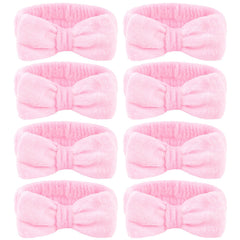Ondder spa headband 8-pack pink bow keeps hair back during skincare.