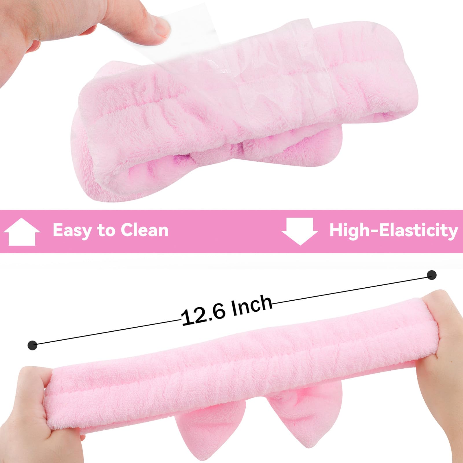 Ondder spa headband coral fleece soft on skin during washes.