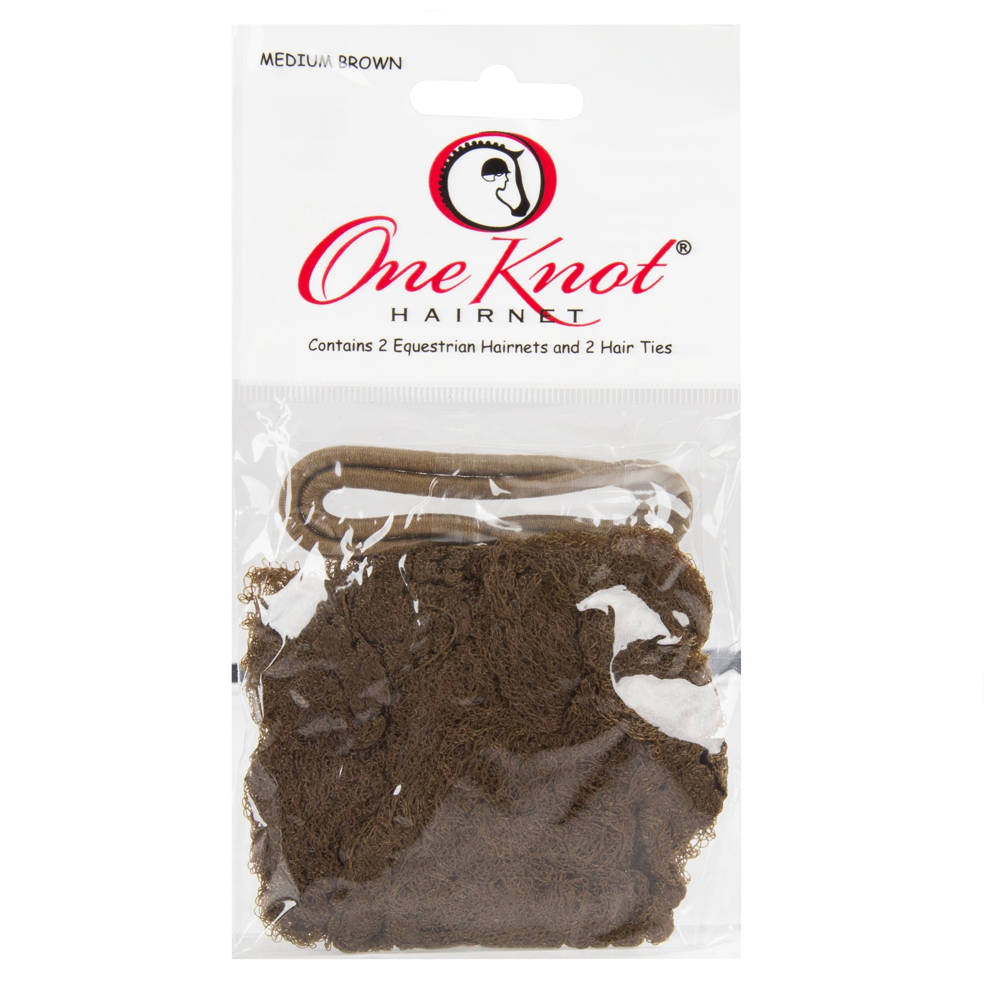 One Knot Hairnet packaging shows contents including two hairnets and a matching headband.