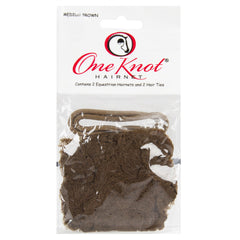One Knot Hairnet packaging shows contents including two hairnets and a matching headband.