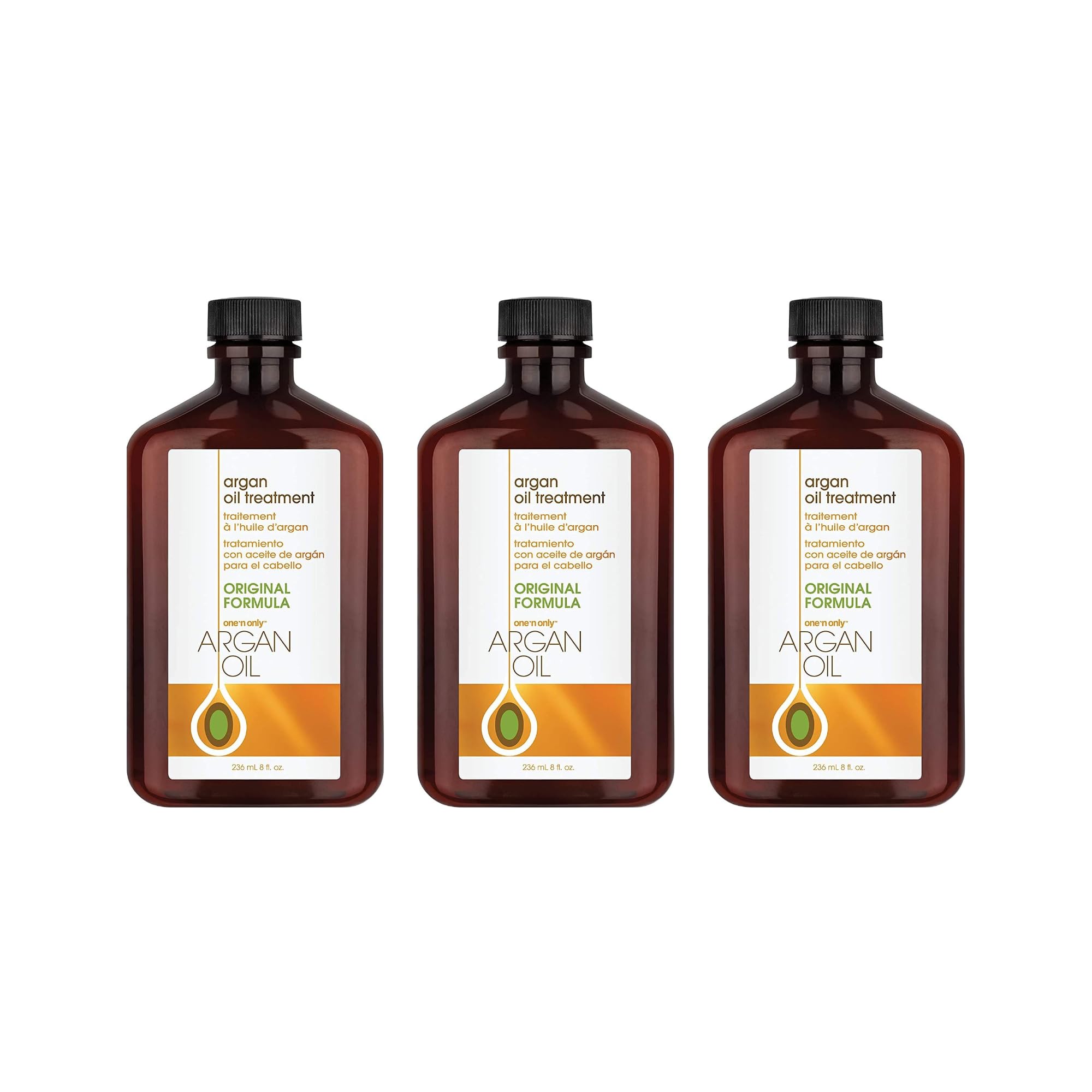 One 'N Only argan oil hair treatment bottle delivers lightweight hydration for natural hair.