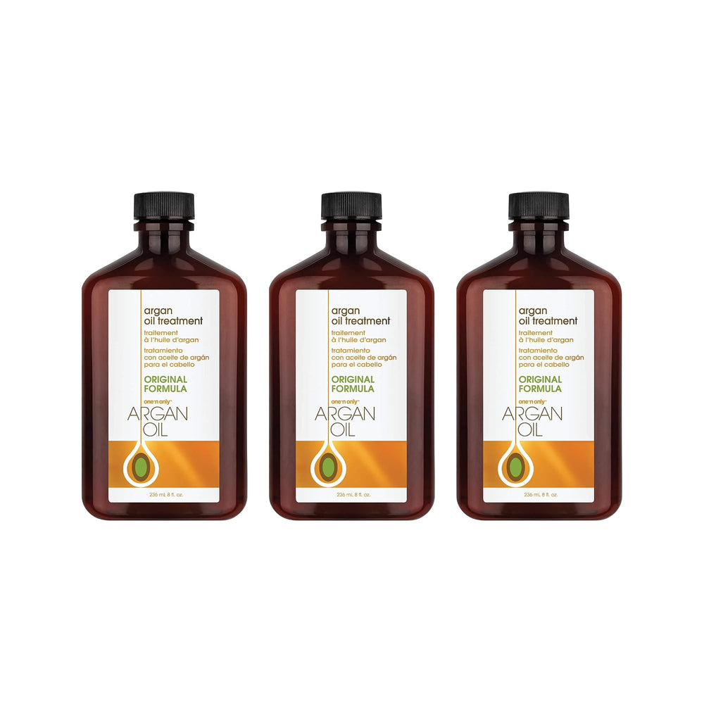 One 'N Only argan oil hair treatment bottle delivers lightweight hydration for natural hair.