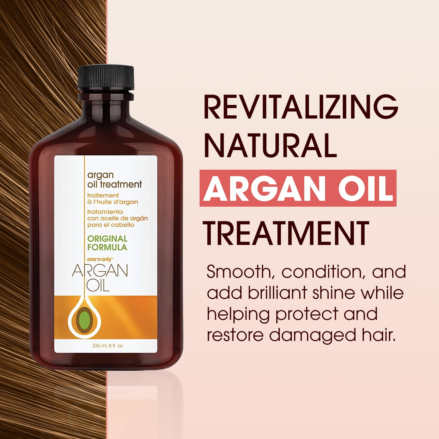 One 'n Only Argan Oil shine-boost result on hair.