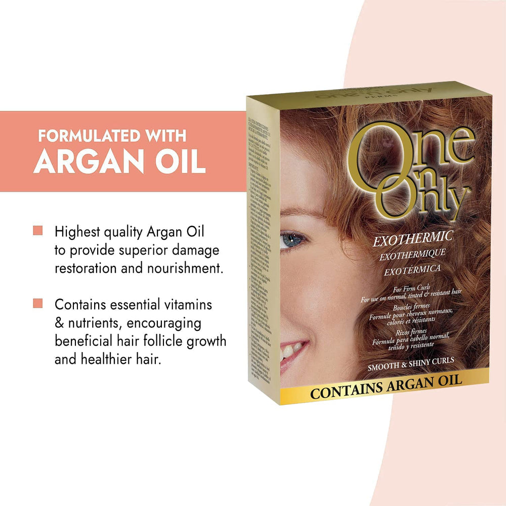 One 'N Only Exothermic Perm kit ingredients laid out for confident, clean application.