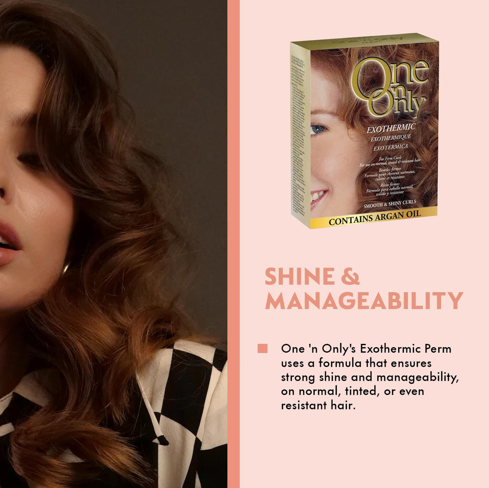 One 'N Only Exothermic Perm kit room-temperature processing highlights simple, no-heat setup.
