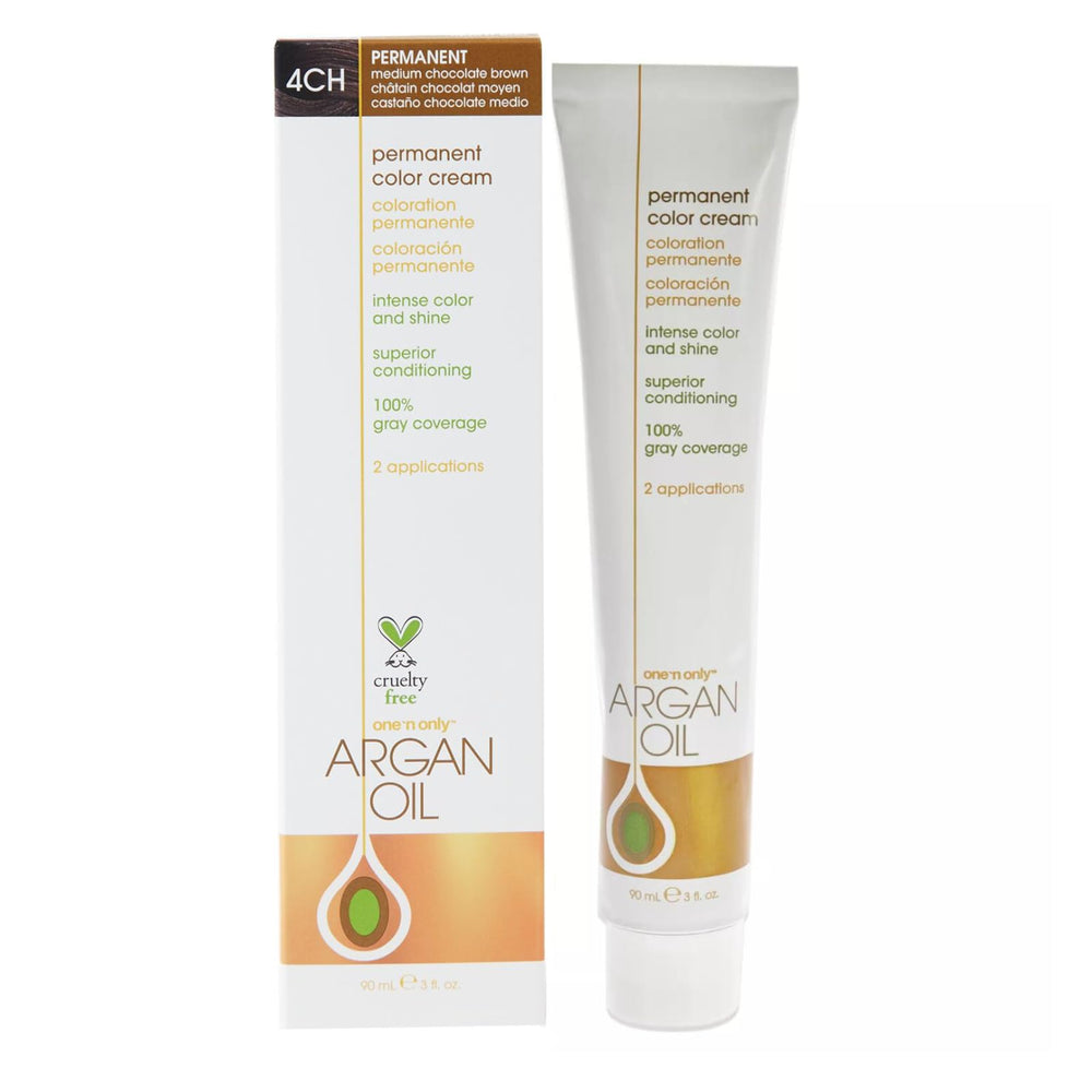 One 'N Only medium chocolate brown 4CH color application reveals rich brunette tone