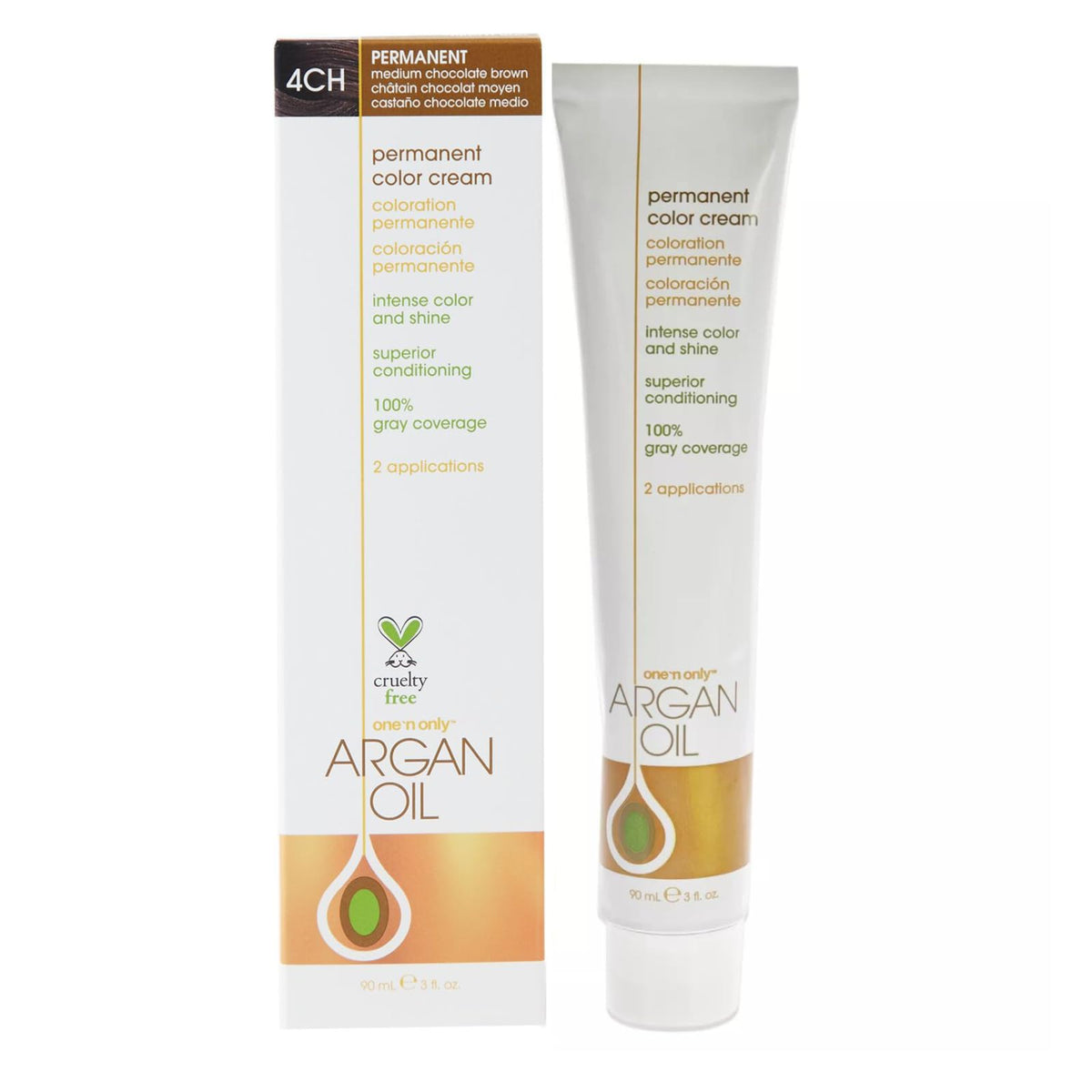 One 'N Only medium chocolate brown 4CH color application reveals rich brunette tone