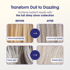 One 'N Only Shiny Silver Purple-tone Blonde demonstrates brass-neutralizing brilliance for cooler, vibrant hues.