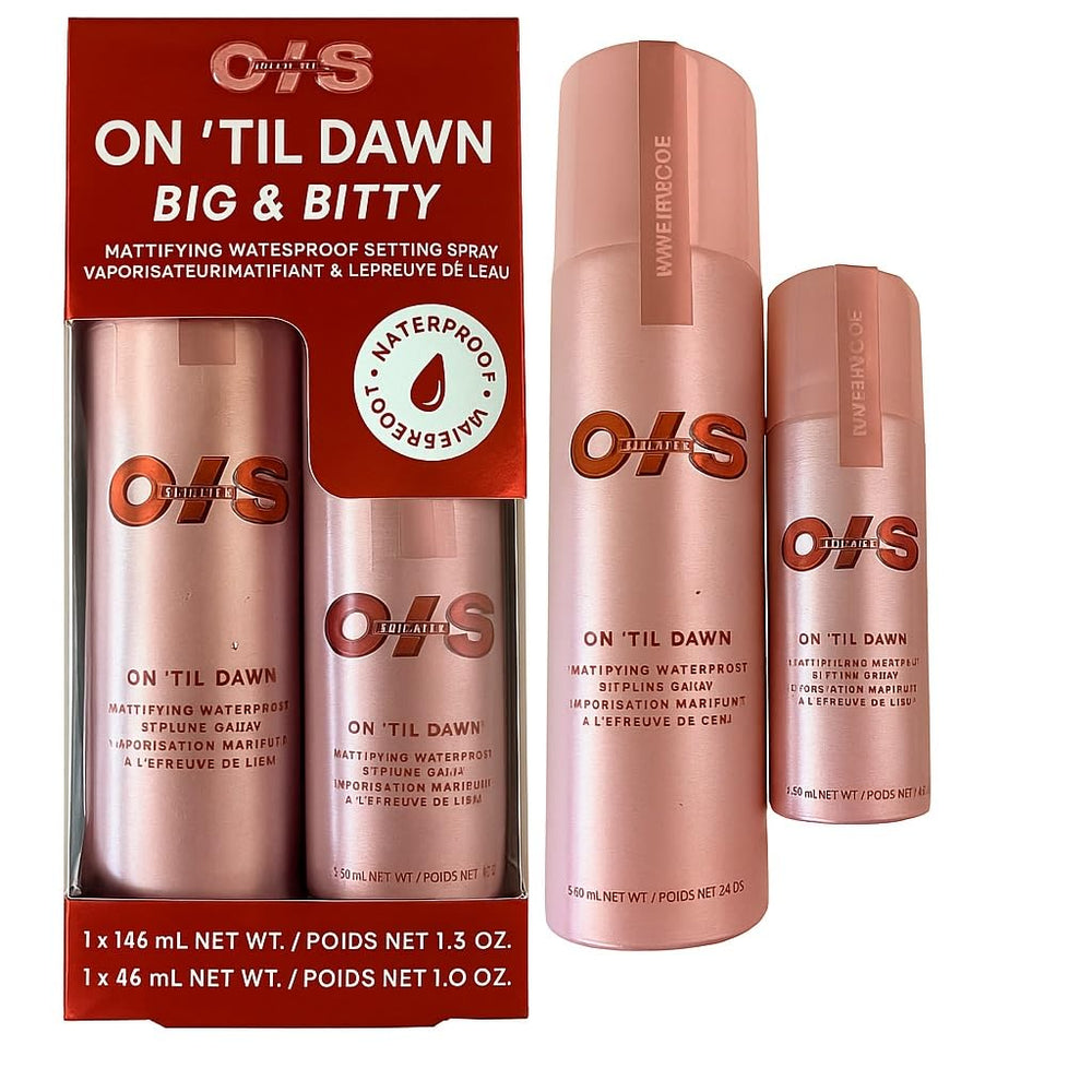 One Size On ’Til Dawn Big & Bitty full-size spray for long wear and transfer resistance.
