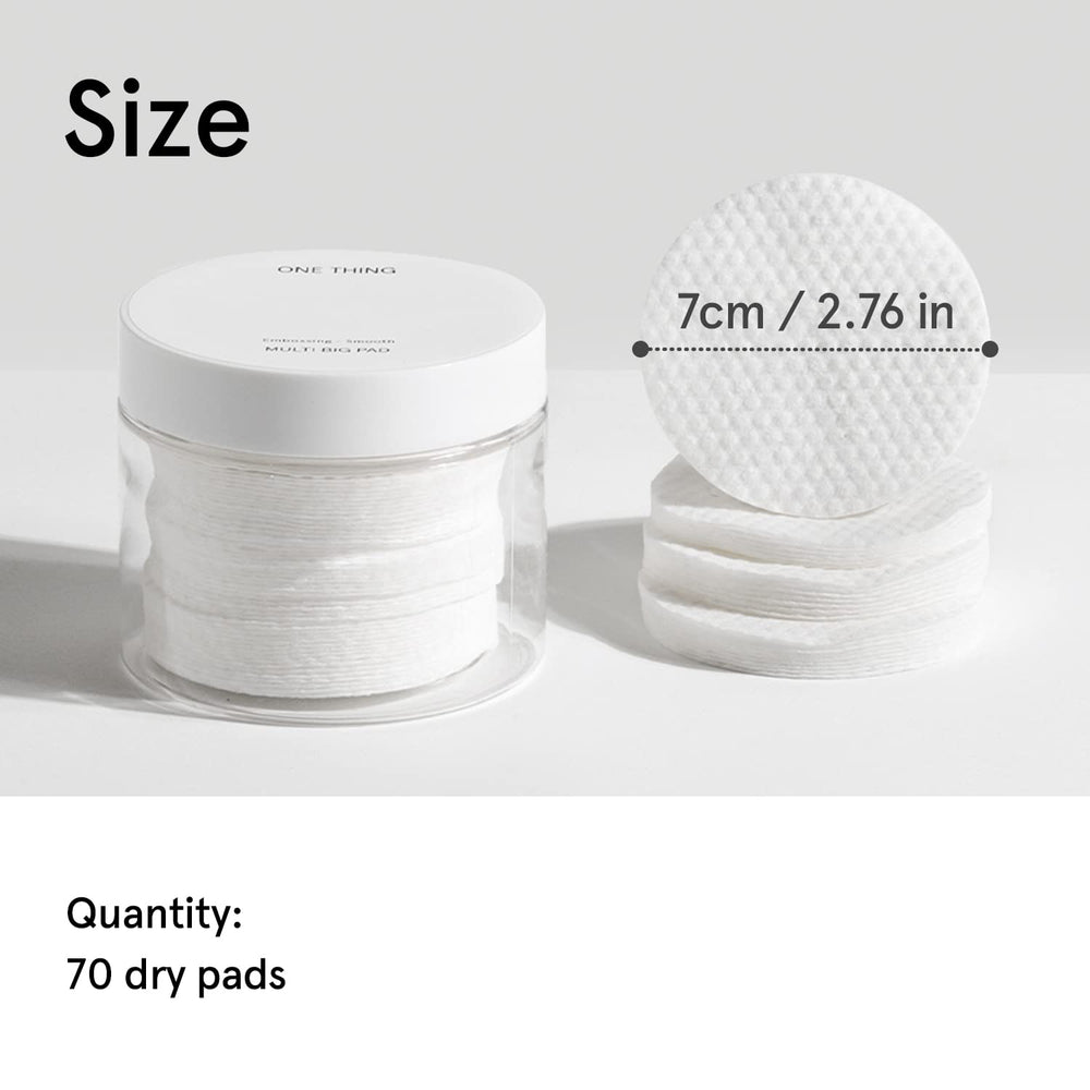 ONE THING lint-free cotton rounds for sensitive skin daily exfoliation.