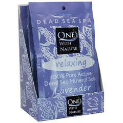 One With Nature Dead Sea Salt Bath Lavender Pack for a soothing bath ritual.