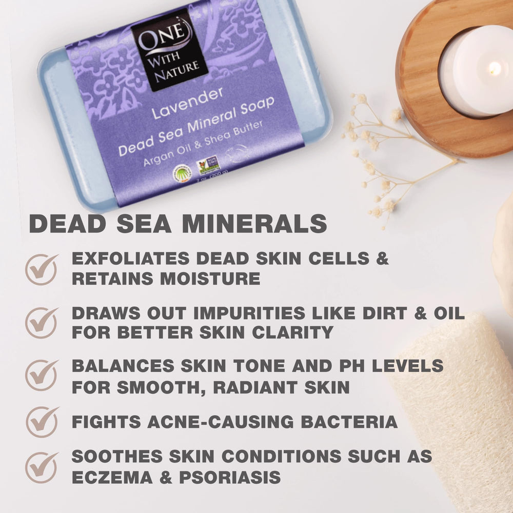 One With Nature Dead Sea Salt Lavender Soap packshot showing value and convenience