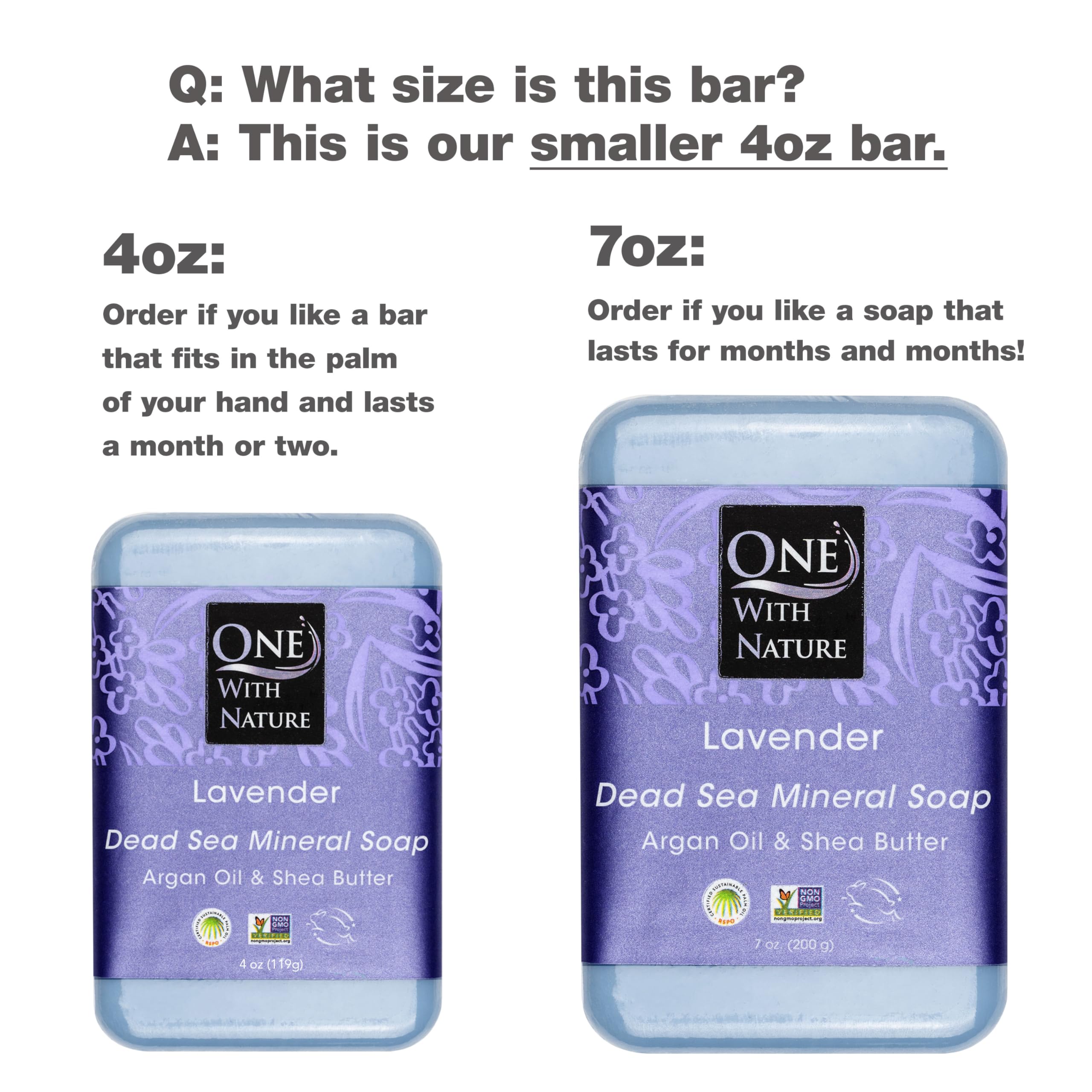 One With Nature Dead Sea Salt Lavender Soap pack side highlights mineral exfoliation