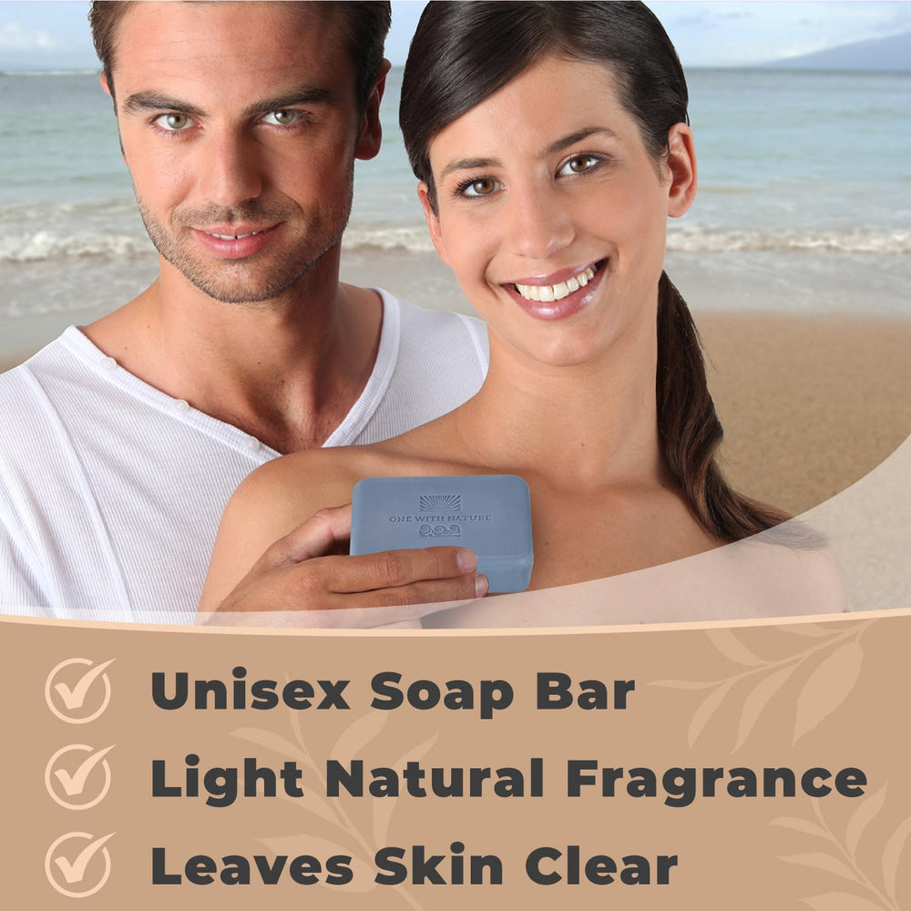 One With Nature Dead Sea Salt Lavender Soap texture closeup emphasizes mineral-rich formula