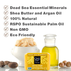 One With Nature Dead Sea Salt Lemon Sage soap with mineral crystals conveys cleansing with Dead Sea minerals.
