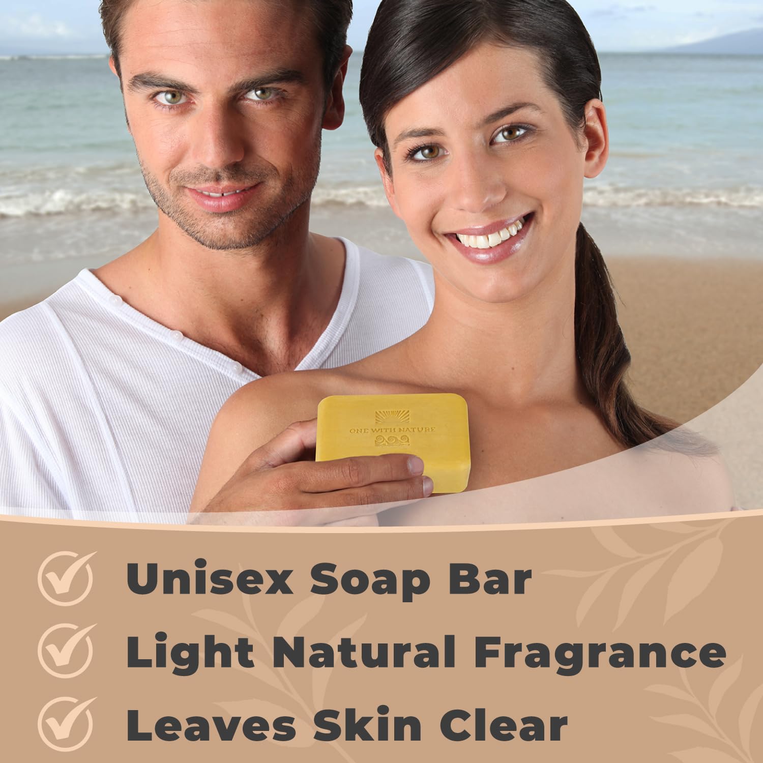 One With Nature Dead Sea Salt Lemon Sage Soap with shea butter and argan oil for moisture balance