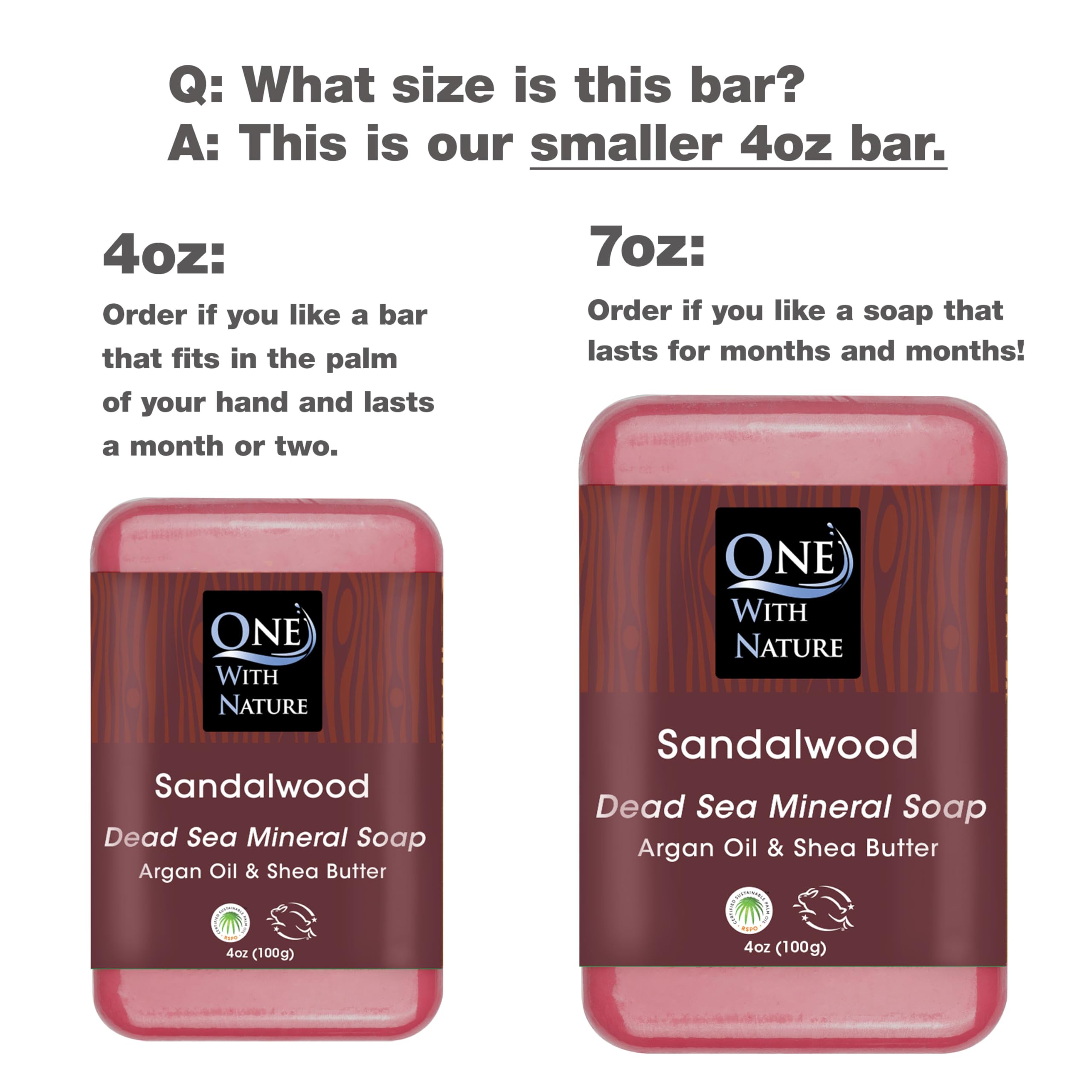 One With Nature Dead Sea Salt Sandalwood Soap pack back label outlines ingredients and care