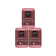 One With Nature Dead Sea Salt Sandalwood Soap pack front view for cleansing and exfoliation