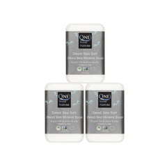 One With Nature Dead Sea Salt Soap 3-Pack package—three bars for daily cleansing and family use.