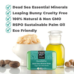 One With Nature eucalyptus soap 7oz 3-pack lathering action—hydration and exfoliation.