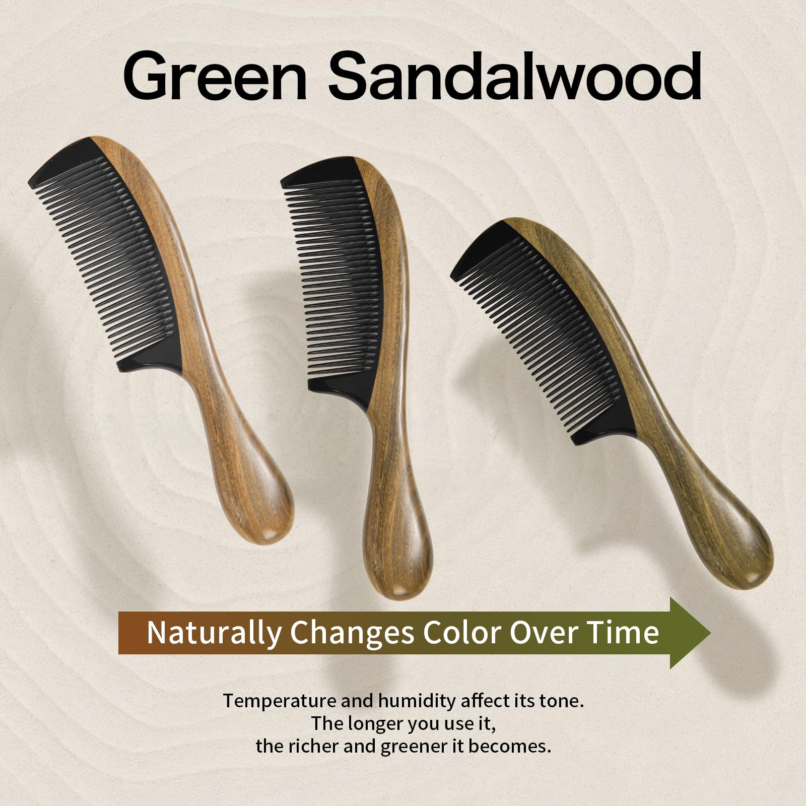 Onedor wood-detangler in hair-use scene emphasizes gentle detangling.