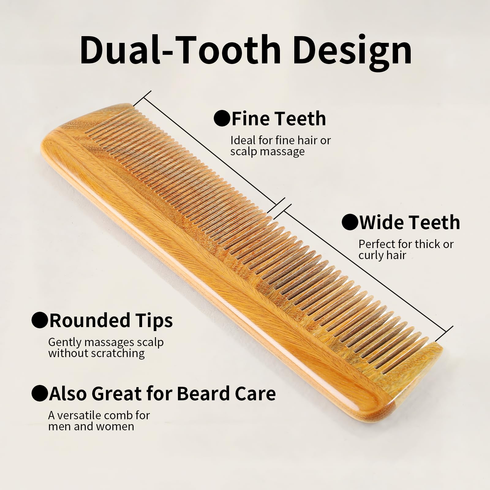 Onedor green sandalwood comb in hand for precise beard shaping