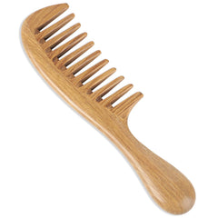 Onedor handmade sandalwood detangler highlighting extra-wide tooth design