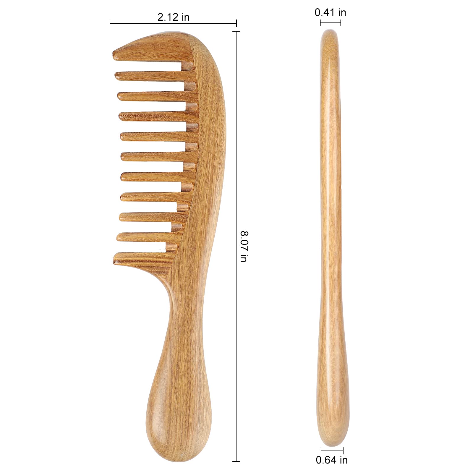 Onedor sandalwood comb side view demonstrates anti-static surface