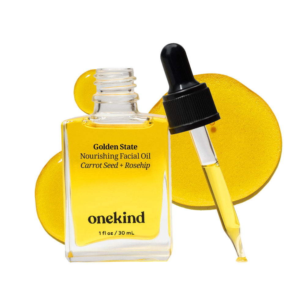 Onekind Golden State glow on skin for healthy-looking radiance.