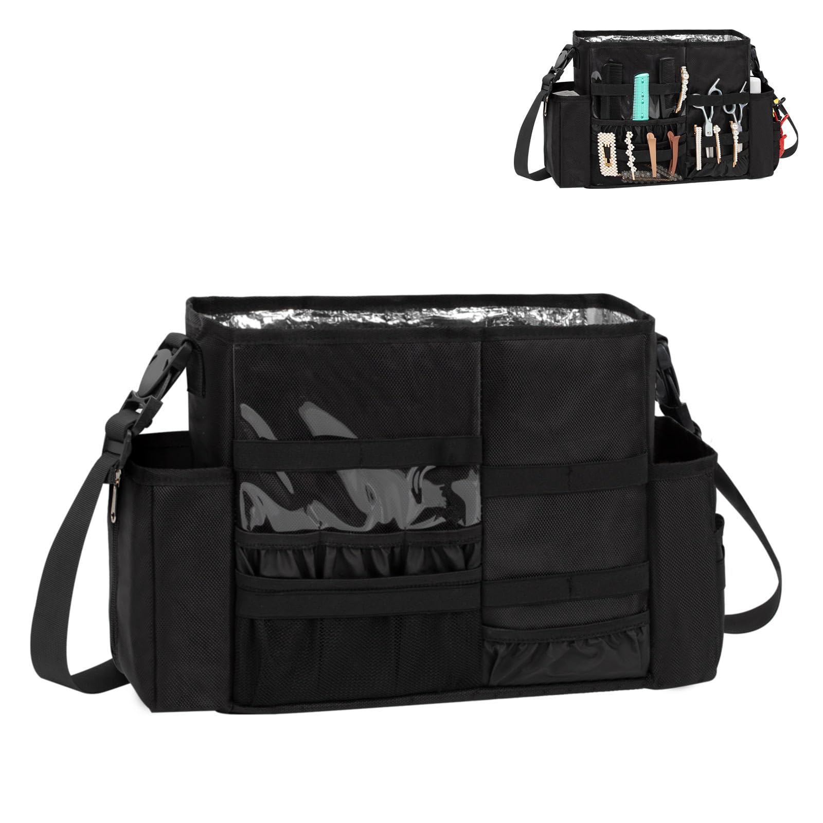 Onemoky hairdresser bag open main compartment for easy access to styling tools on the go.