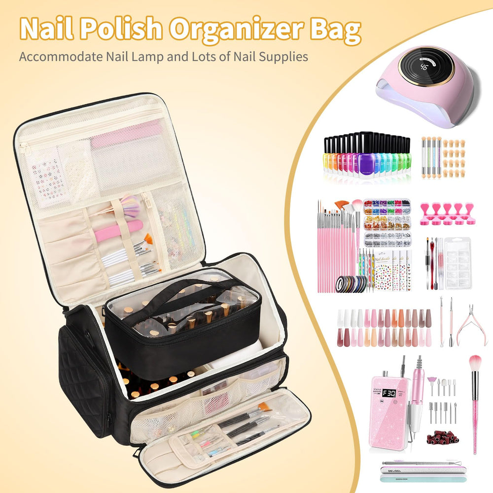 onemoky nail polish organizer front pocket displays storage for lamps and drills