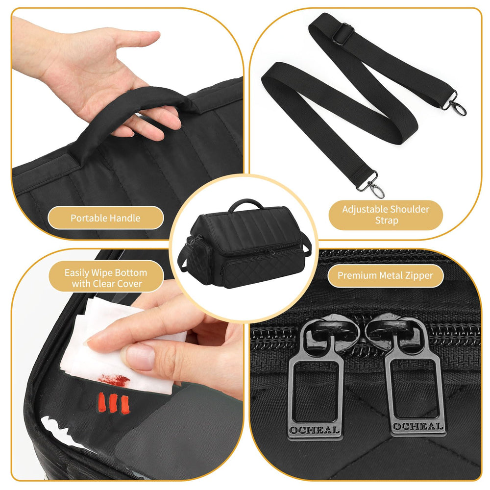 onemoky nail polish organizer inside view reveals padded compartments and durable construction