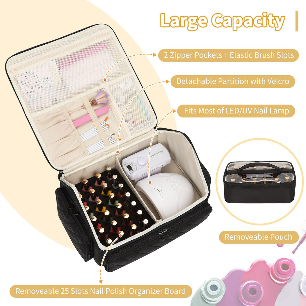 onemoky nail polish organizer open compartment highlights adjustable space for bottles and tools