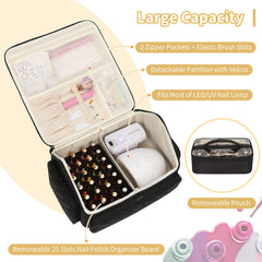 onemoky nail polish organizer open compartment highlights adjustable space for bottles and tools