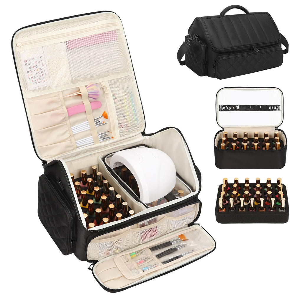 onemoky nail polish organizer side strap image shows trolley-ready security for travel