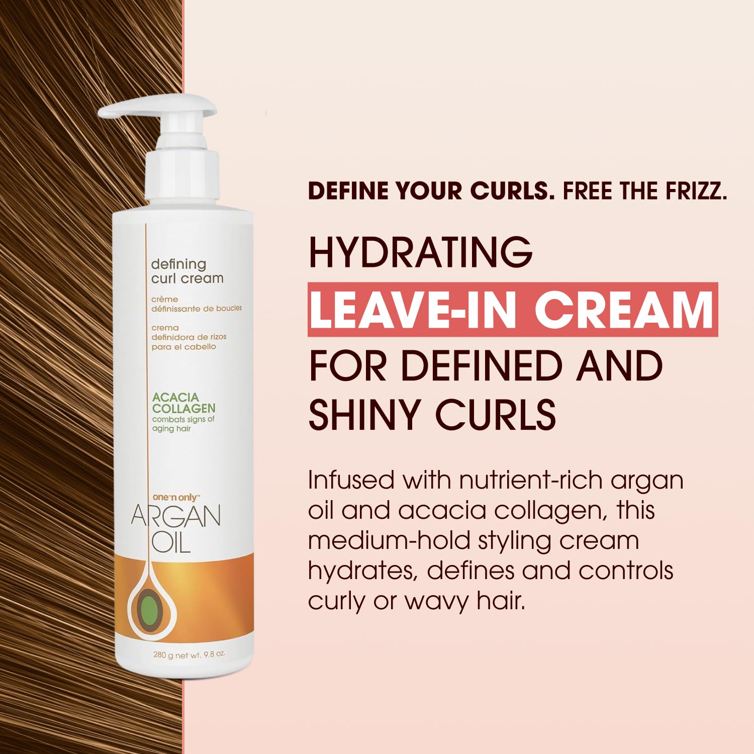 One 'N Only Defining Curl Cream anti-frizz on curls with soft shine.