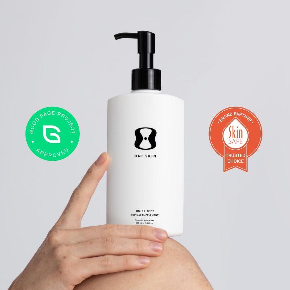 OneSkin BODY OS-01 fragrance-free label signals suitability for sensitive skin.