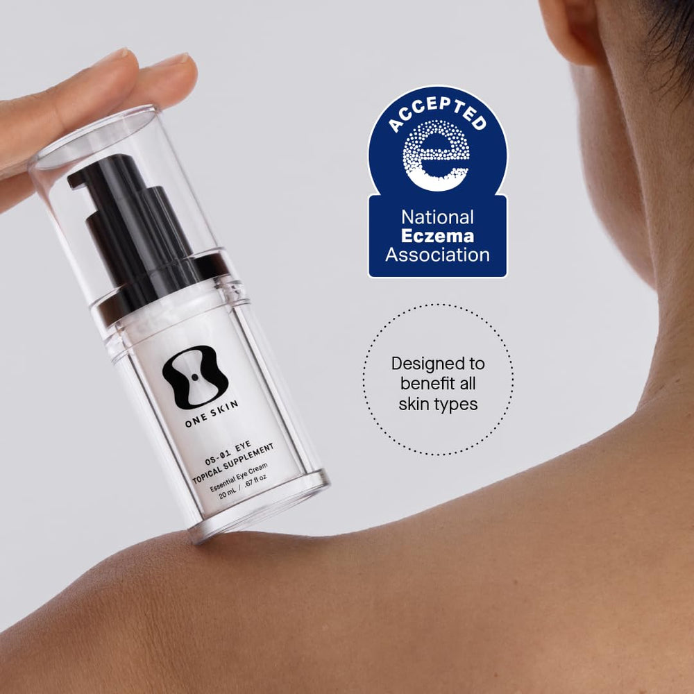 OneSkin EYE OS-01 eye-area closeup emphasizes delicate skin texture and smoothing potential