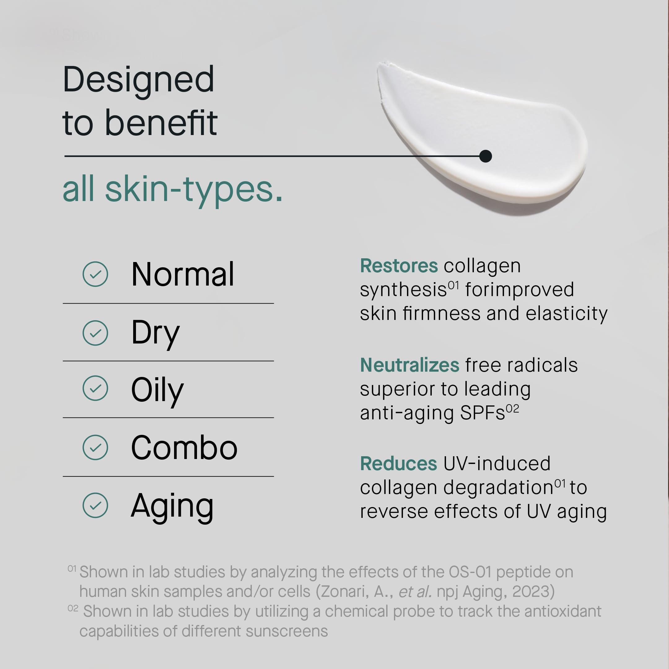 OneSkin FACE SPF OS-01 tinted formula blends with diverse skin tones.