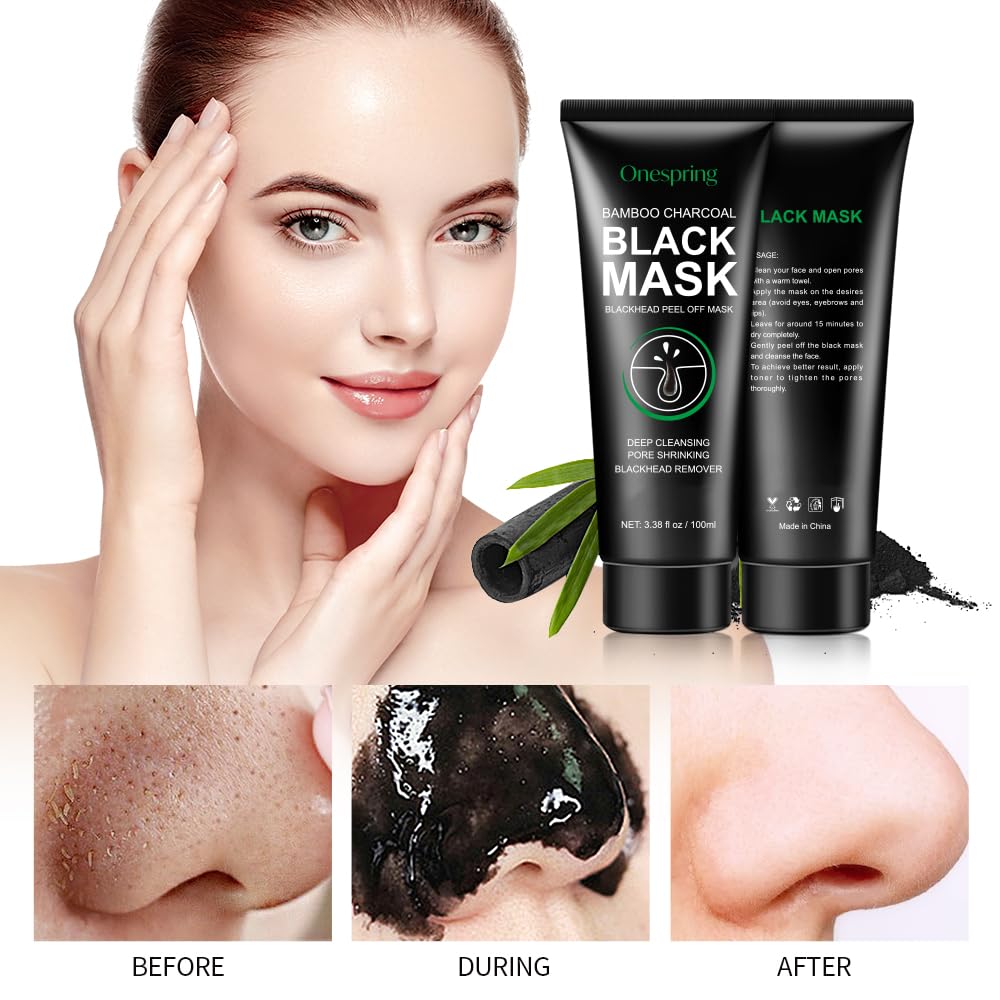 Onespring Blackhead Remover Mask peel-off action removing impurities from pores.